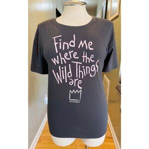 Black Graphic Tee with Pink Text